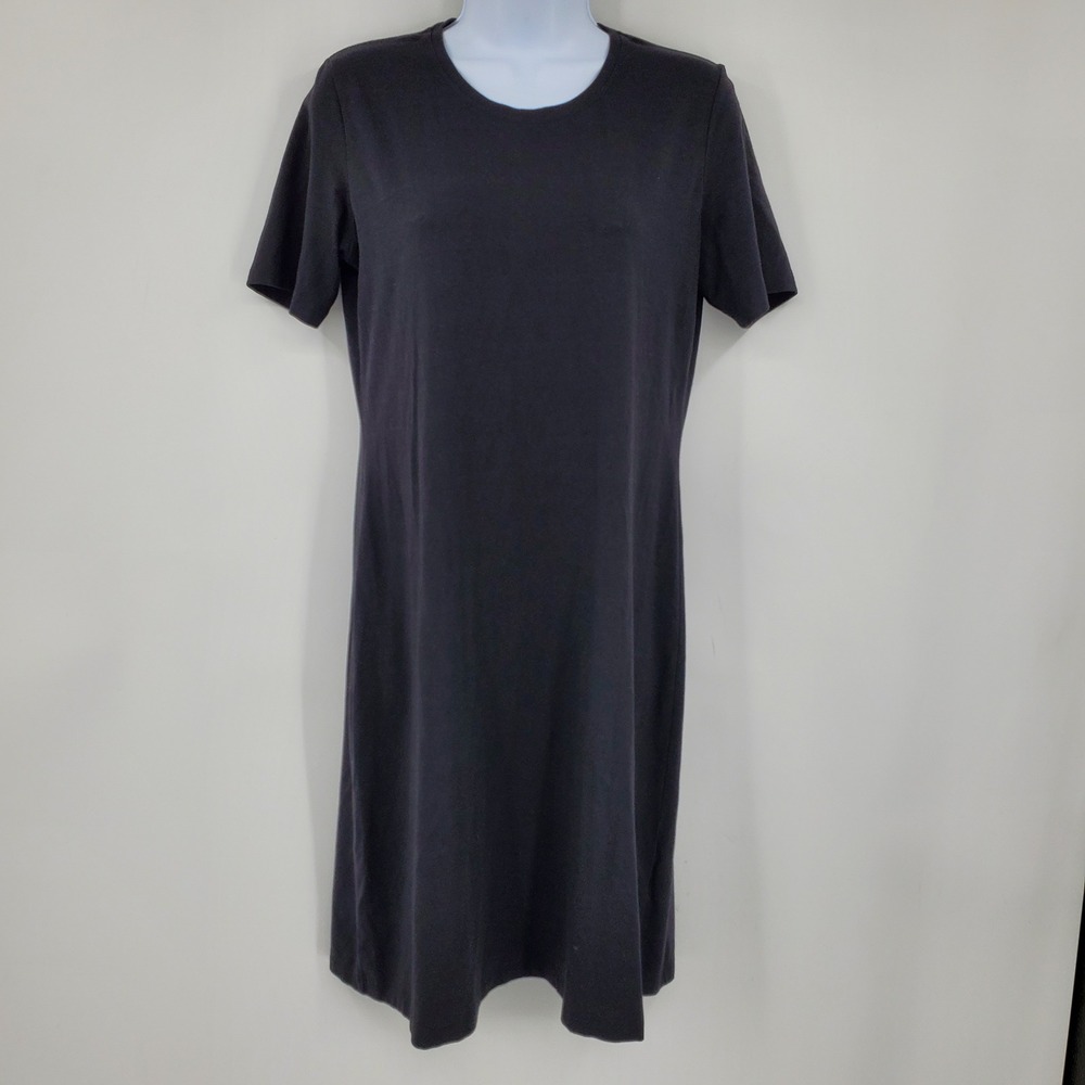 Theory Cherry B2 Ranmire Knit Black Short Sleeve T-Shirt Dress Medium Minimalist